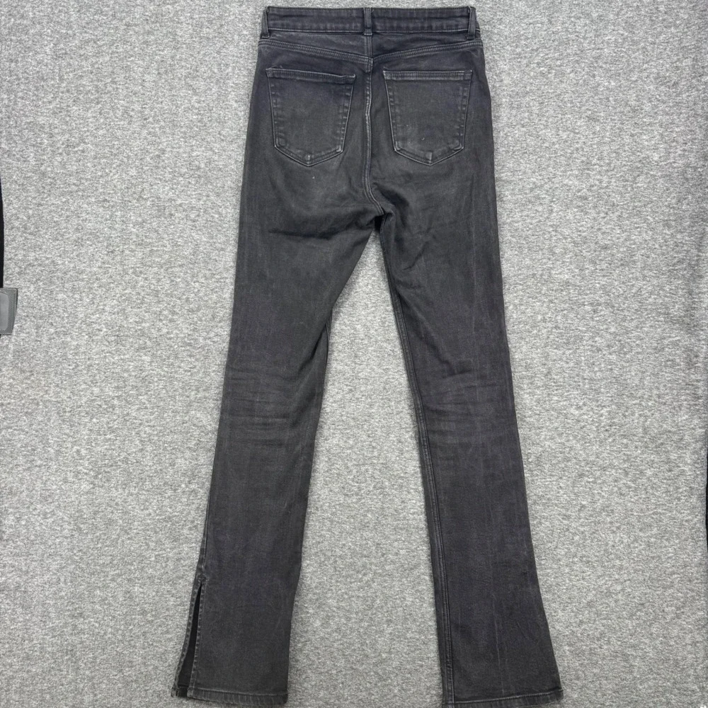 Zara Womens High Rise Kick Flare Jeans Washed Black Side Slit Hem Size 6‎